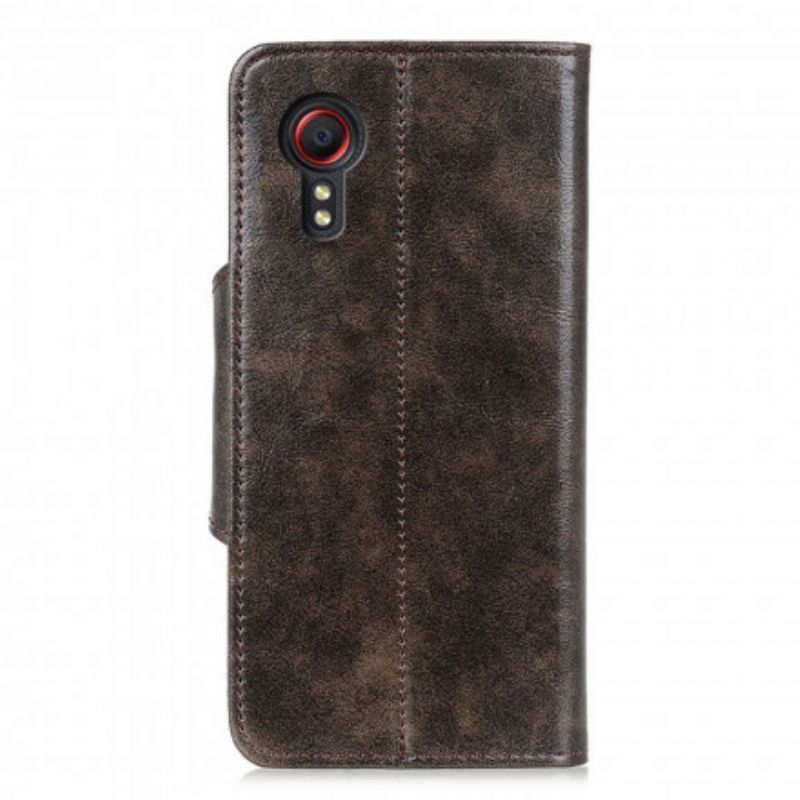 Flipové Pouzdro Samsung Galaxy Xcover 5 Vintage Knoflík Z Imitace Kůže