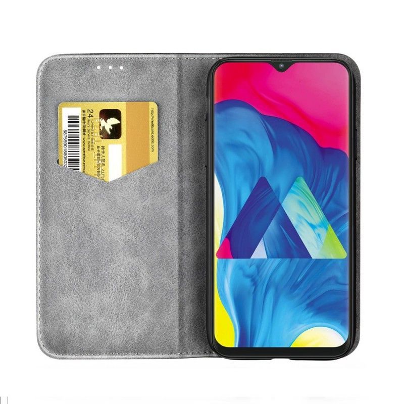 Kožené Pouzdro Folio Na Samsung Galaxy A10 Černý Knoflík Z Umělé Kůže