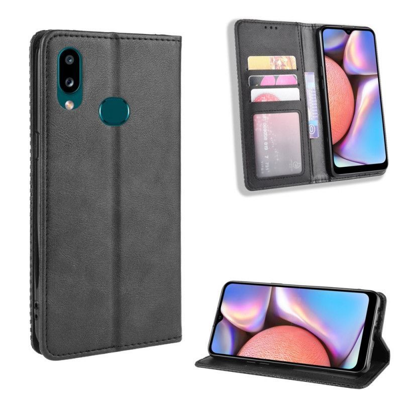 Kožené Pouzdro Folio Na Samsung Galaxy A10s Stylizovaný Vintage Kožený Efekt