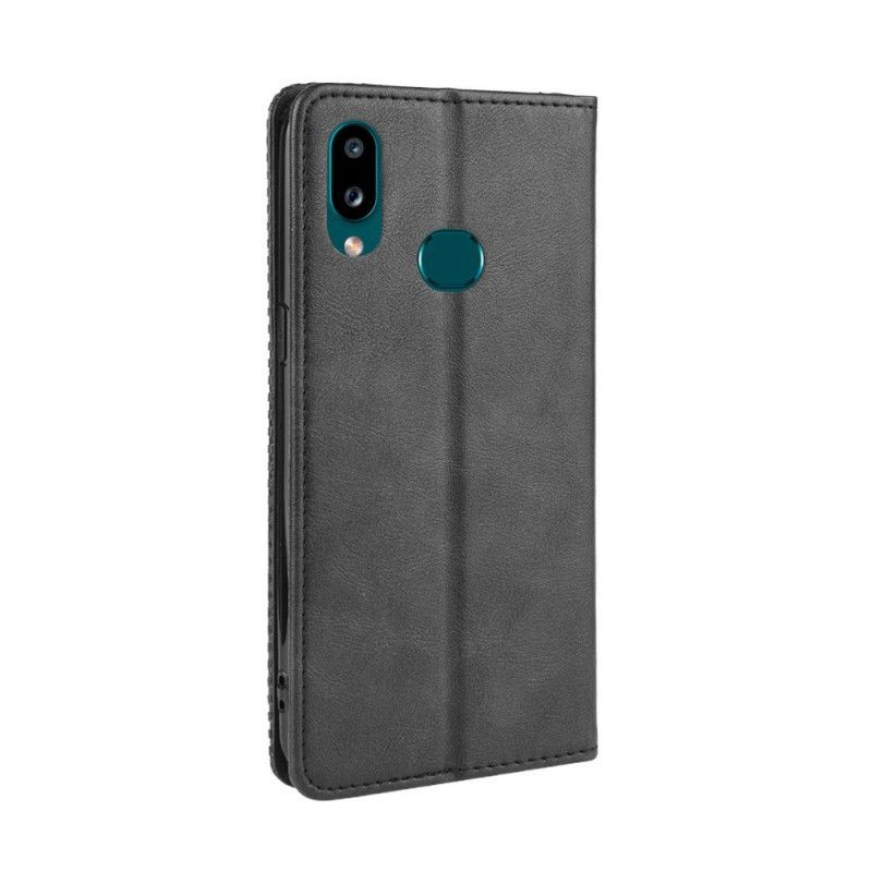 Kožené Pouzdro Folio Na Samsung Galaxy A10s Stylizovaný Vintage Kožený Efekt