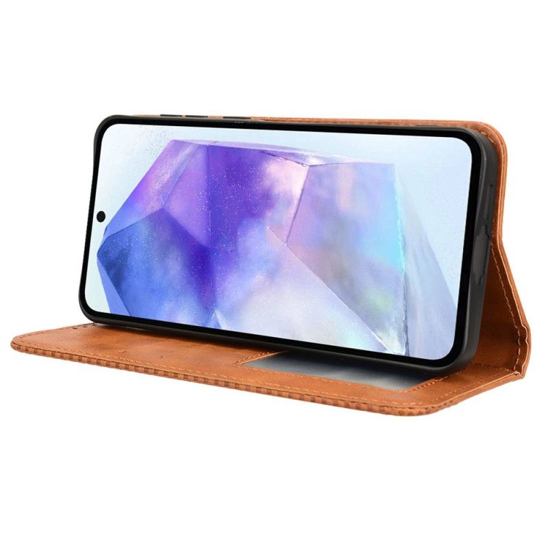 Kožené Pouzdro Folio Na Samsung Galaxy A55 5g Retro Styl