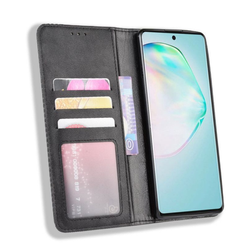 Kožené Pouzdro Folio Na Samsung Galaxy S10 Lite Stylizovaný Vintage Kožený Efekt