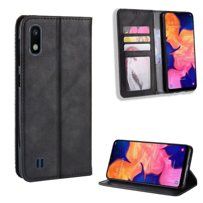 Kožené Pouzdro Folio Samsung Galaxy A10 Stylizovaný Vintage Kožený Efekt