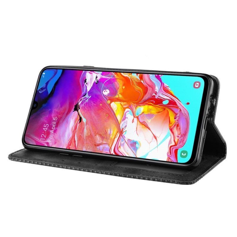 Kožené Pouzdro Folio Samsung Galaxy A20s Stylizovaný Vintage Kožený Efekt