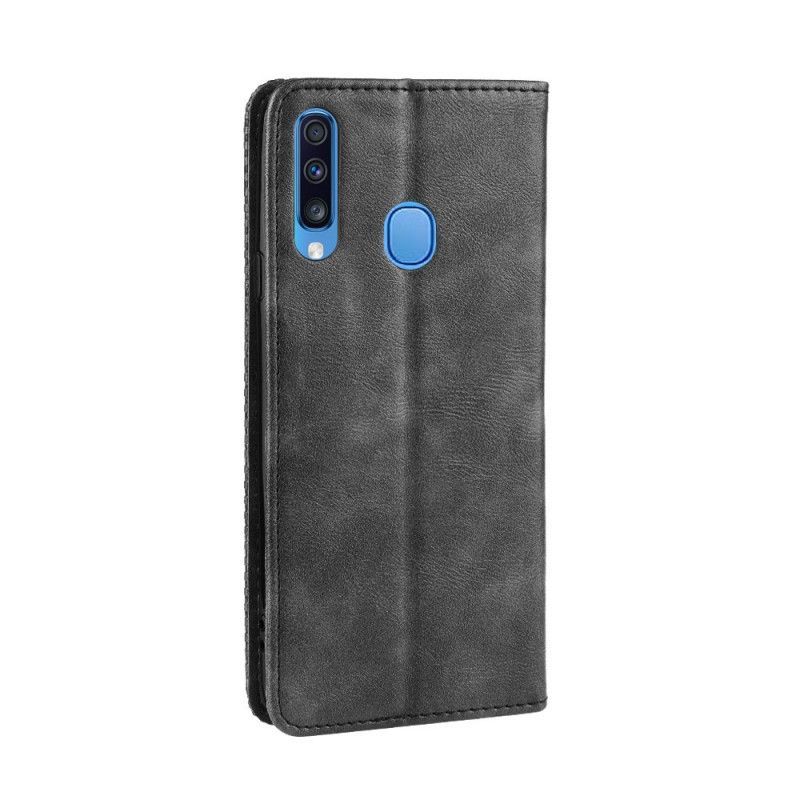 Kožené Pouzdro Folio Samsung Galaxy A20s Stylizovaný Vintage Kožený Efekt