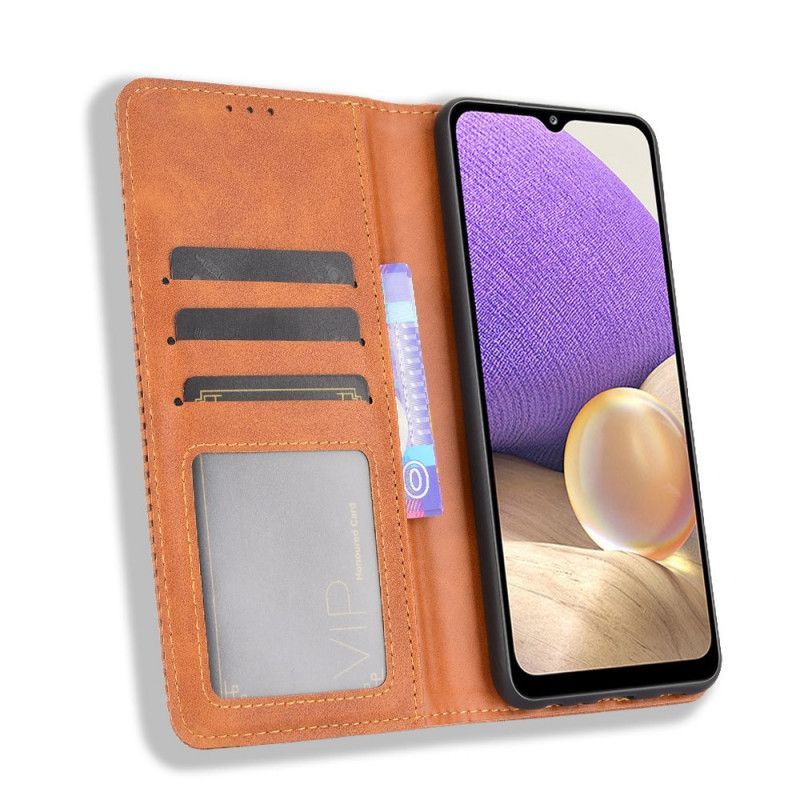 Kožené Pouzdro Folio Samsung Galaxy A32 5g Stylizovaný Vintage Kožený Efekt