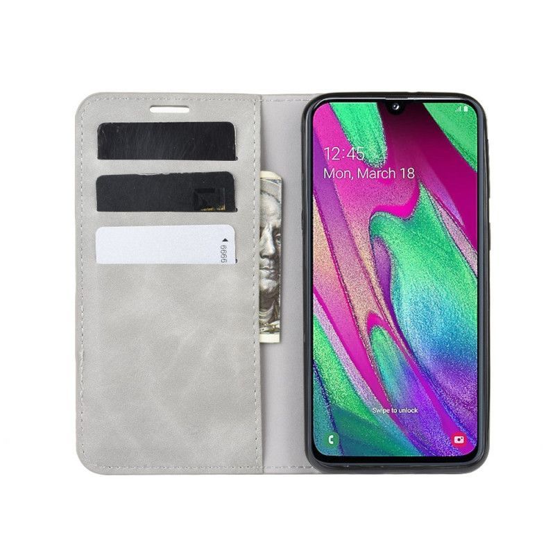 Kožené Pouzdro Folio Samsung Galaxy A40 Efekt Měkké Kůže