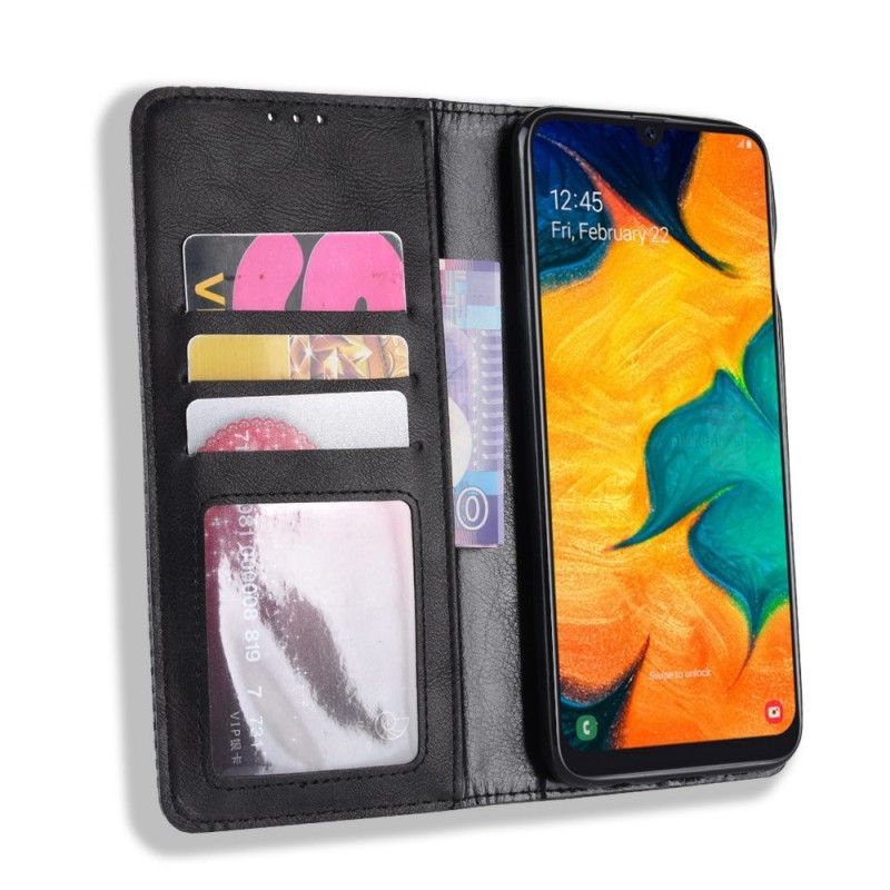 Kožené Pouzdro Folio Samsung Galaxy A40 Stylizovaný Vintage Kožený Efekt