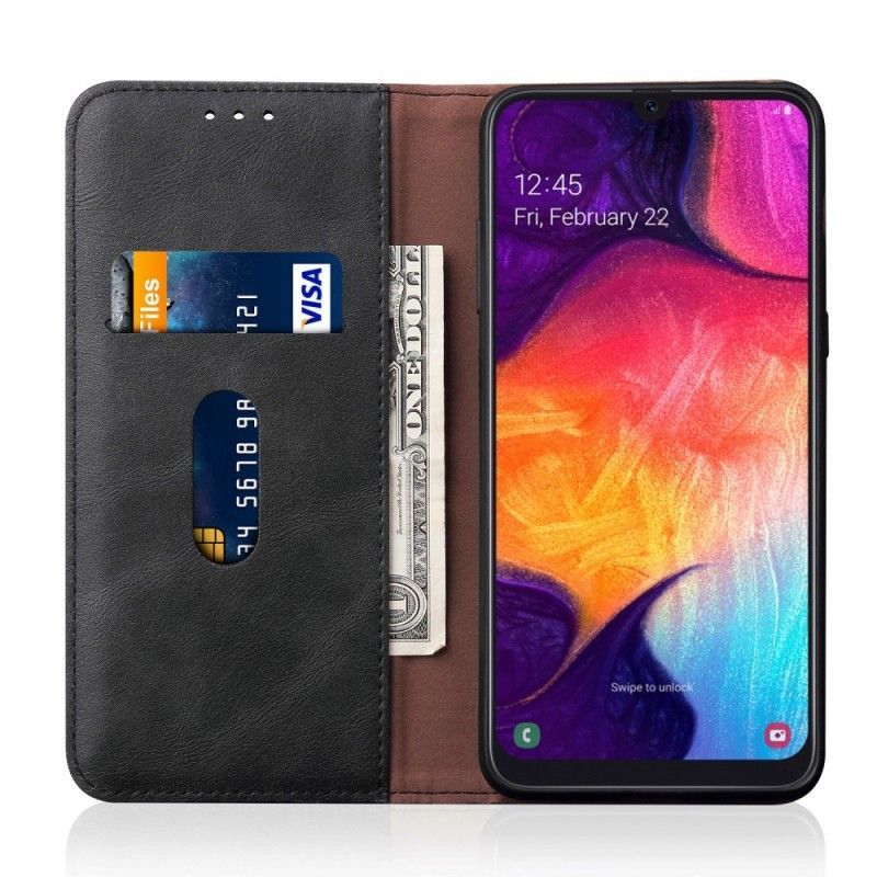 Kožené Pouzdro Folio Samsung Galaxy A50 Prošívání S Koženým Efektem