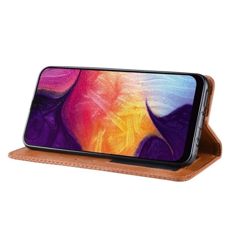 Kožené Pouzdro Folio Samsung Galaxy A50 Stylizovaný Vintage Kožený Efekt