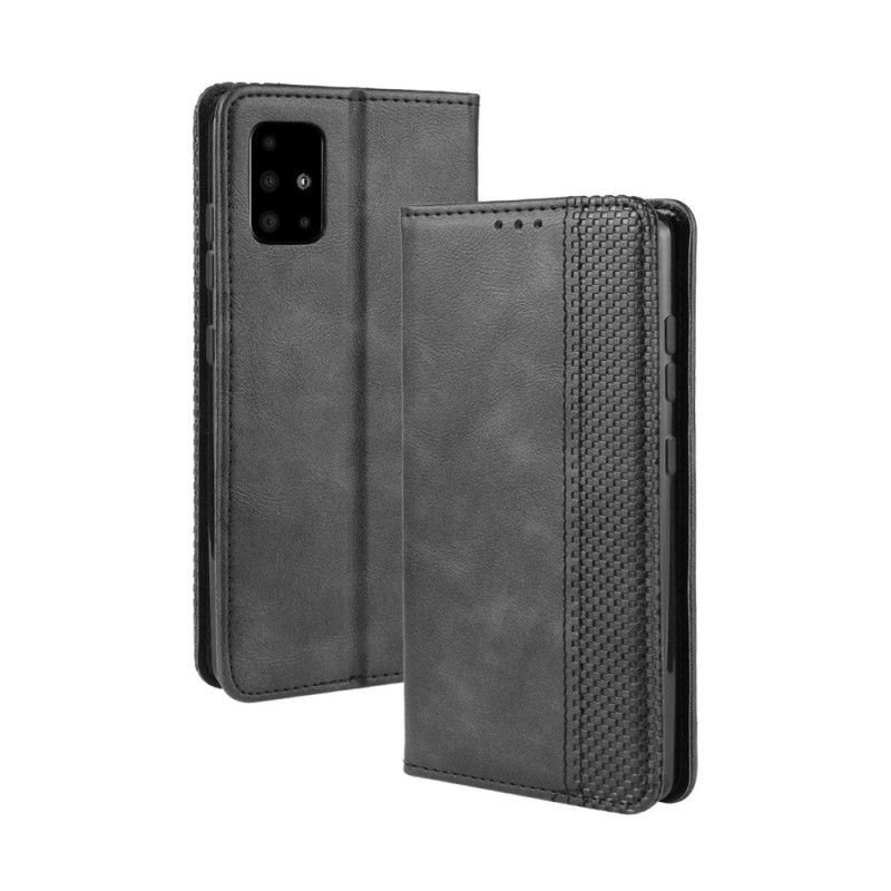 Kožené Pouzdro Folio Samsung Galaxy A51 Stylizovaný Vintage Kožený Efekt