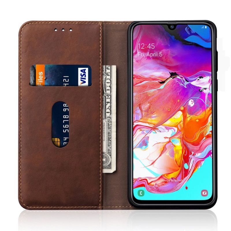 Kožené Pouzdro Folio Samsung Galaxy A70 Starý Design S Koženým Efektem