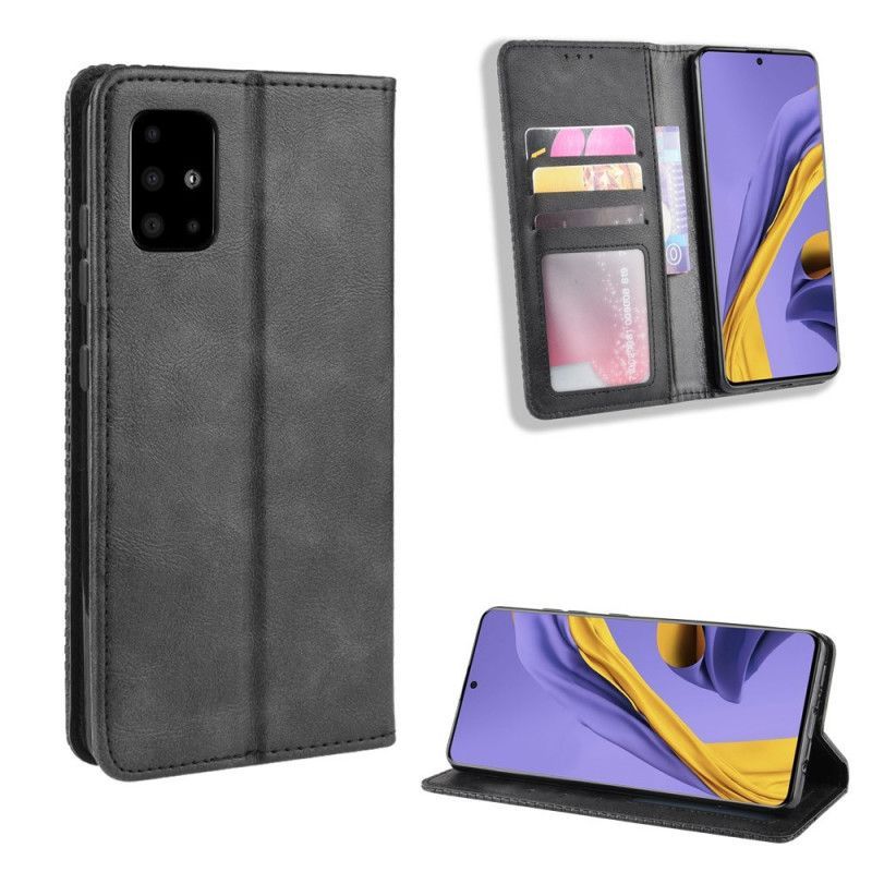 Kožené Pouzdro Folio Samsung Galaxy A71 Stylizovaný Vintage Kožený Efekt