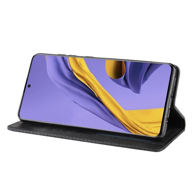 Kožené Pouzdro Folio Samsung Galaxy A71 Stylizovaný Vintage Kožený Efekt