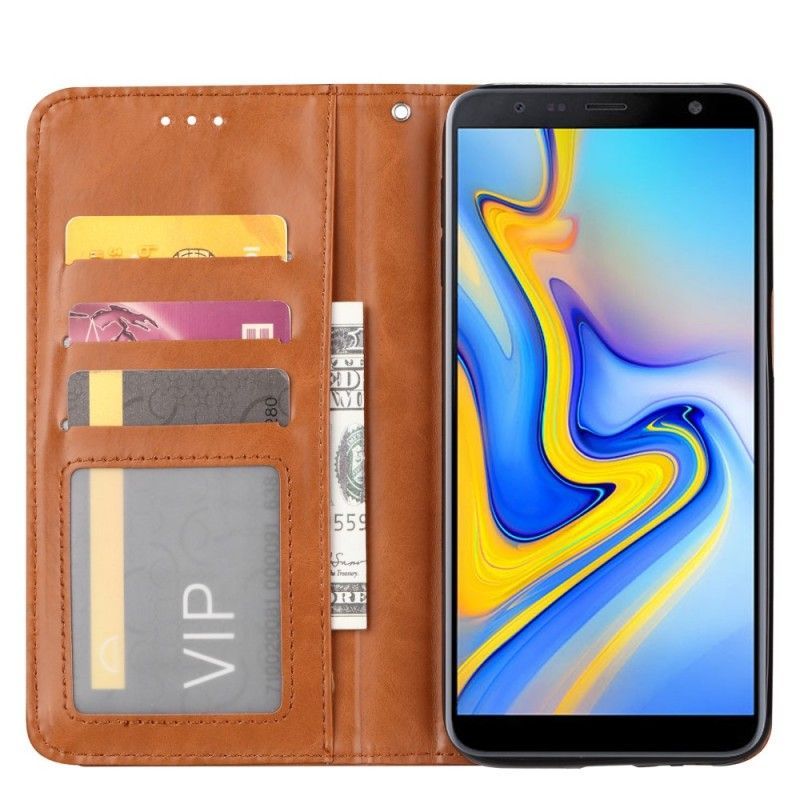 Kožené Pouzdro Folio Samsung Galaxy J6 Plus Držák Na Karty Z Umělé Kůže