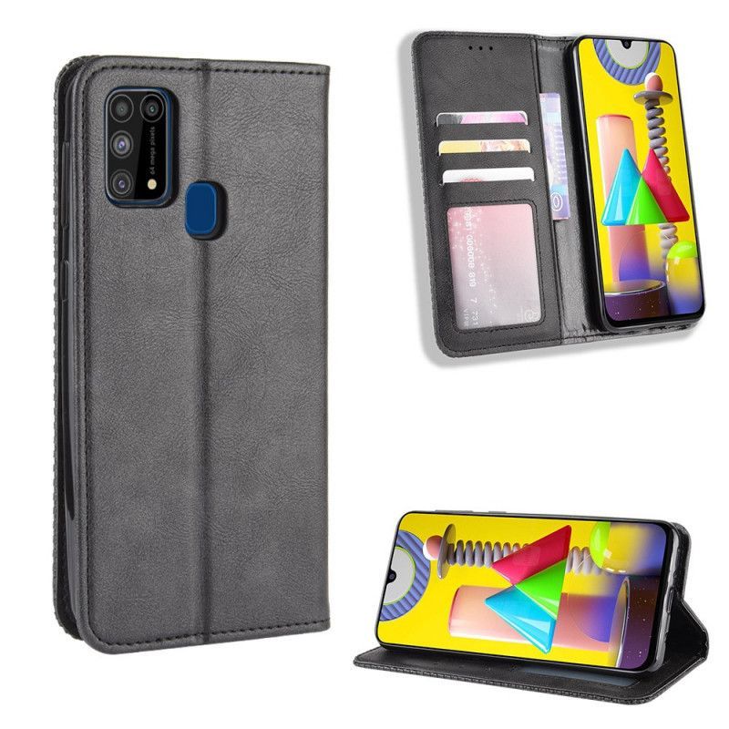 Kožené Pouzdro Folio Samsung Galaxy M31 Stylizovaný Vintage Kožený Efekt