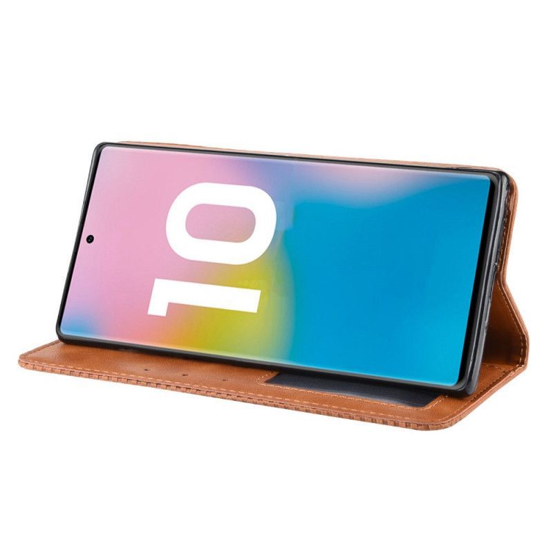 Kožené Pouzdro Folio Samsung Galaxy Note 10 Plus Stylizovaný Vintage Kožený Efekt