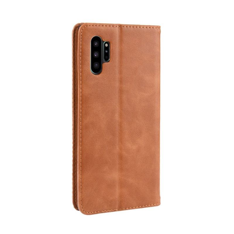 Kožené Pouzdro Folio Samsung Galaxy Note 10 Plus Stylizovaný Vintage Kožený Efekt