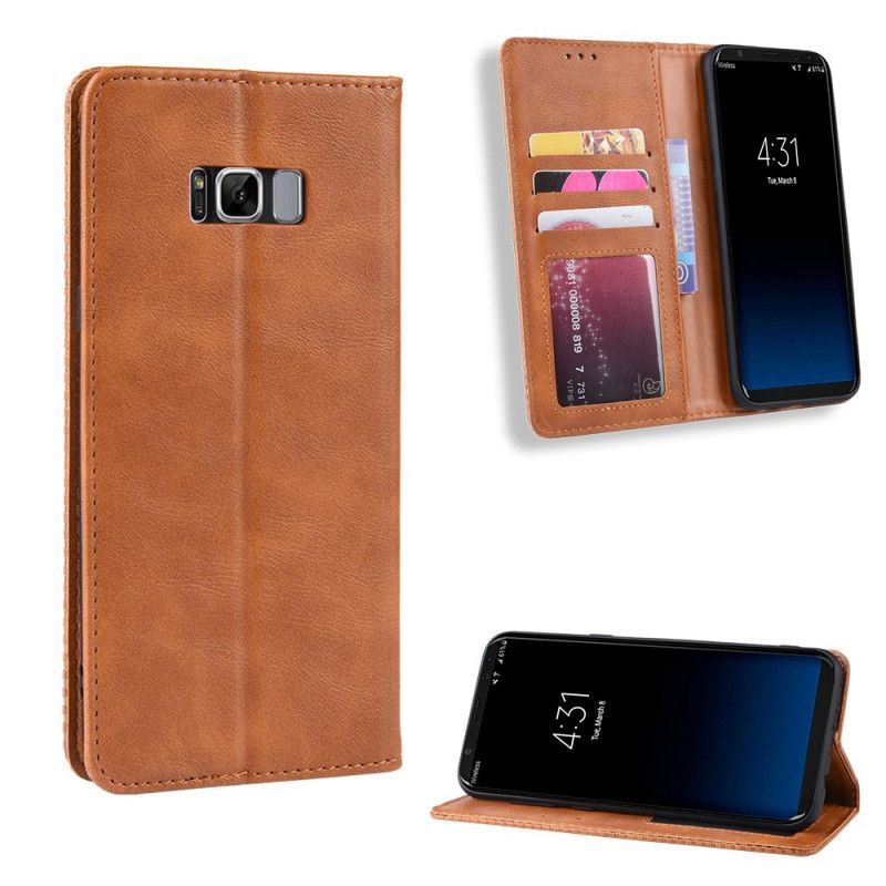 Kožené Pouzdro Folio Samsung Galaxy S8 Stylizovaný Vintage Kožený Efekt