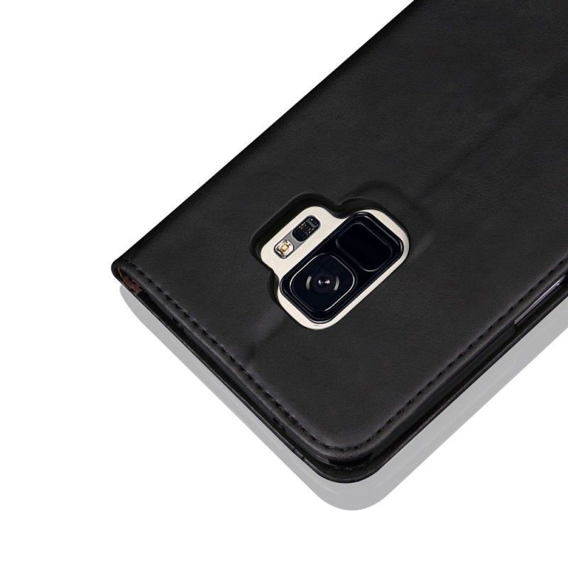 Kožené Pouzdro Folio Samsung Galaxy S9 Prošívání S Koženým Efektem