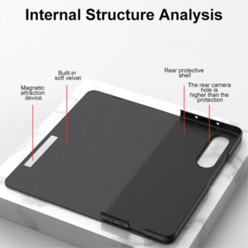 Kožené Pouzdro Folio Samsung Galaxy Z Fold 3 5g Gkk Mramorové Tvrzené Sklo