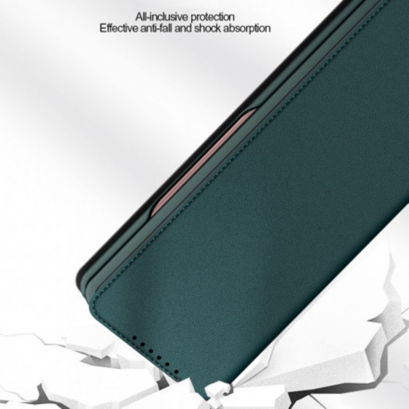 Kožené Pouzdro Folio Samsung Galaxy Z Fold 3 5g Štípaná Kůže Na Dotek