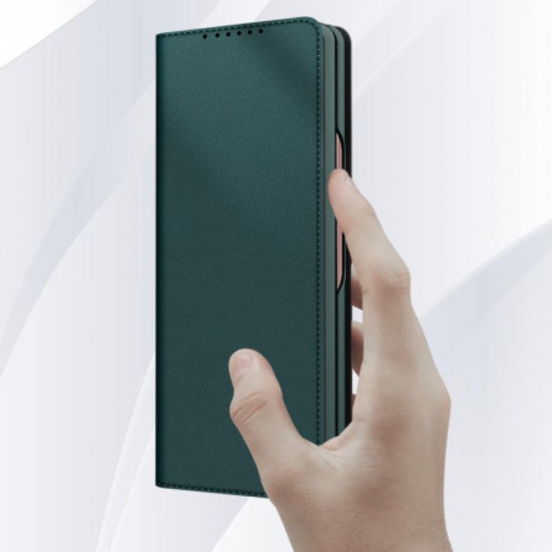 Kožené Pouzdro Folio Samsung Galaxy Z Fold 3 5g Štípaná Kůže Na Dotek