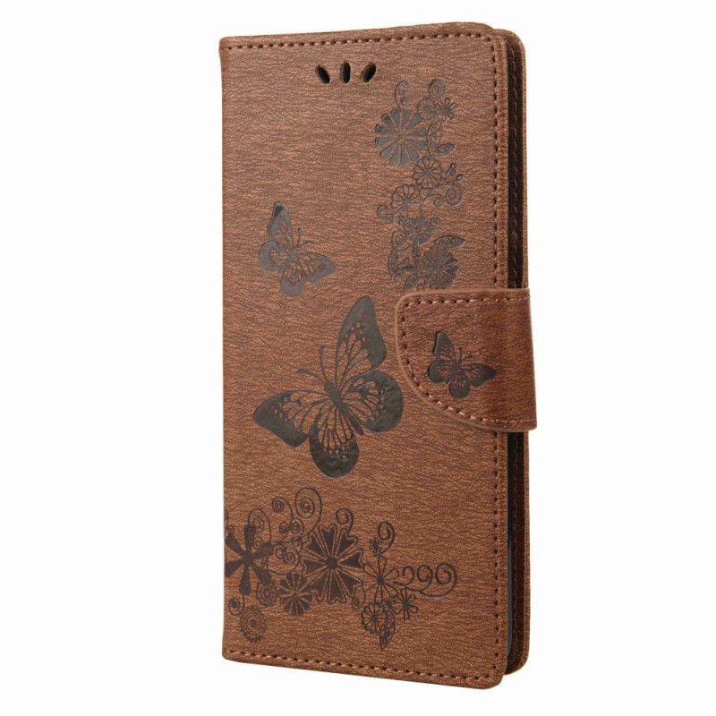 Kožené Pouzdro Na Samsung Galaxy M53 5G Na Lana Strappy Butterflies Design