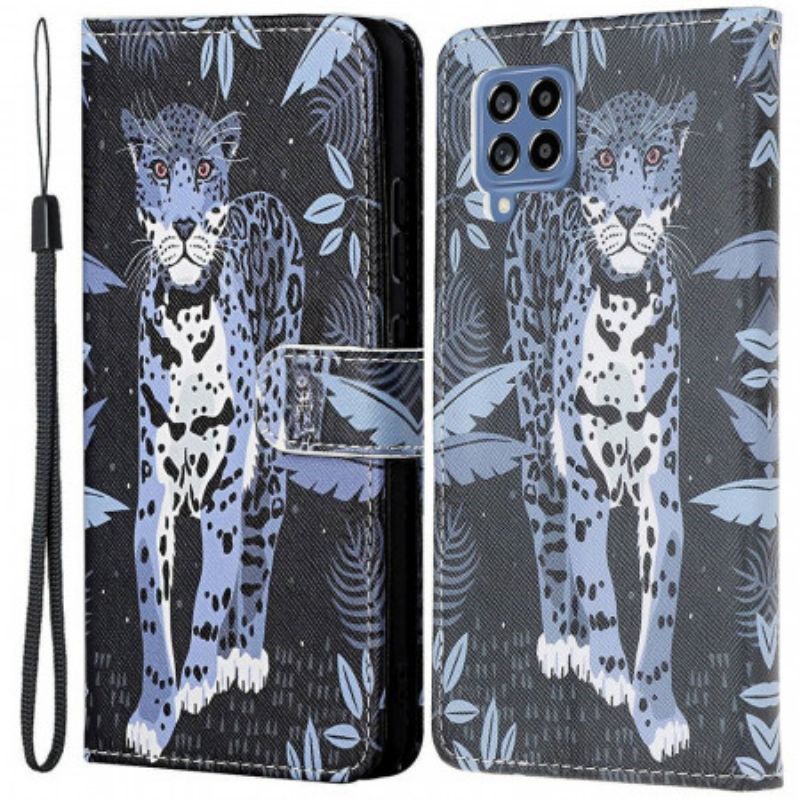 Kožené Pouzdro Na Samsung Galaxy M53 5G Na Lana Strappy Leopard