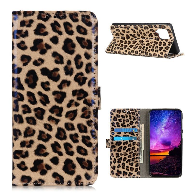 Kožené Pouzdro Samsung Galaxy A12 Obyčejný Leopard