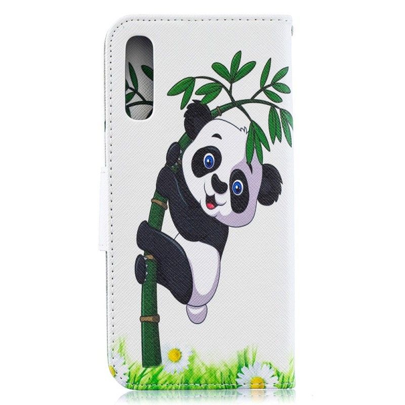 Kožené Pouzdro Samsung Galaxy A50 Panda Na Bambusu