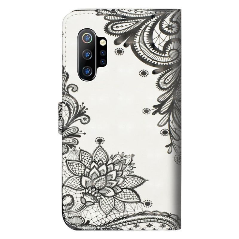 Kožené Pouzdro Samsung Galaxy Note 10 Plus Elegantní Krajka