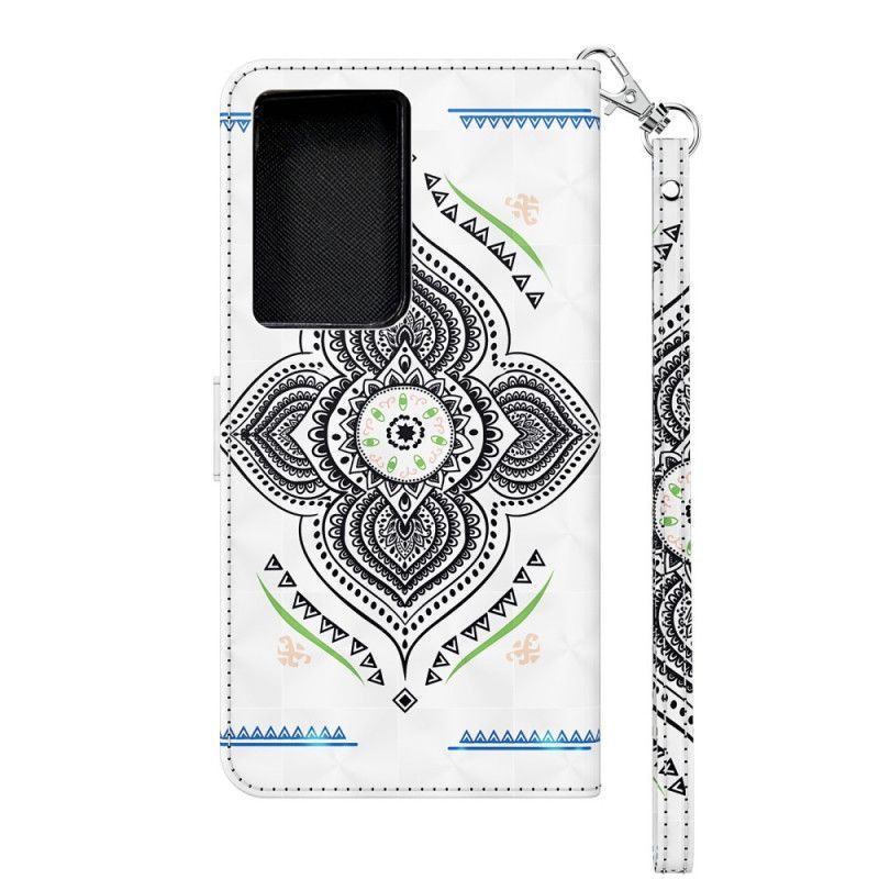 Kožené Pouzdro Samsung Galaxy S21 Ultra 5g Mandala Světelných Bodů Se Šňůrkou