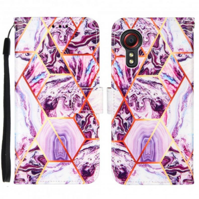 Kožené Pouzdro Samsung Galaxy Xcover 5 Geometrický Mramor