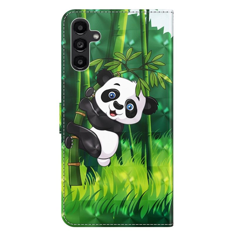 Kožený Kryt Na Samsung Galaxy A55 5g Bambusová Panda S Popruhem