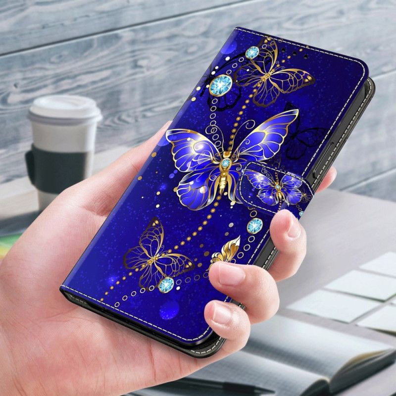 Kožený Kryt Na Samsung Galaxy A55 5g Diamantoví Motýli