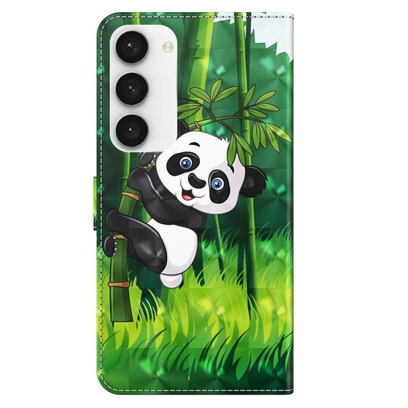 Kožený Kryt Na Samsung Galaxy S24 5g Bambusová Panda S Popruhem