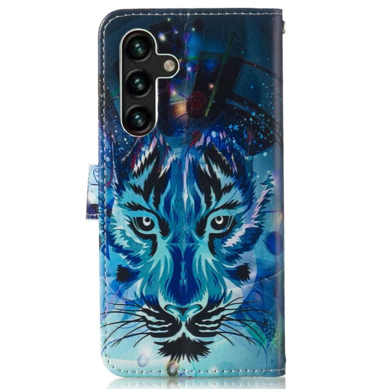 Kožený Kryt Na Samsung Galaxy S24 Fe Popruh Wolf Print