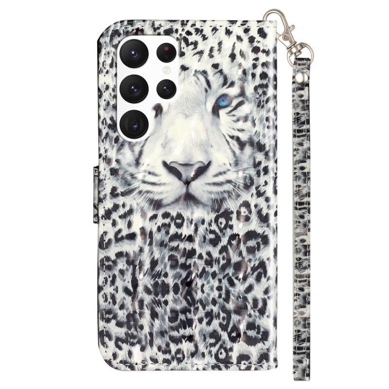 Kožený Kryt Na Samsung Galaxy S24 Ultra 5g Leopard S Popruhem