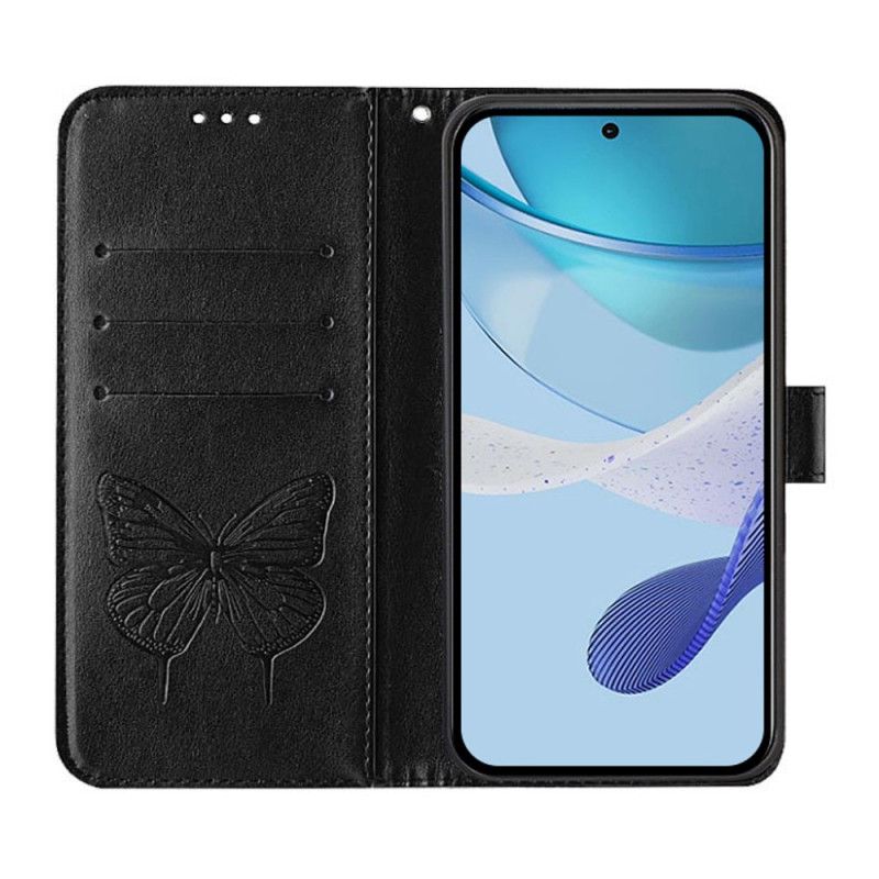 Kožený Kryt Na Samsung Galaxy Z Fold 6 Květinový Motýl S Popruhem