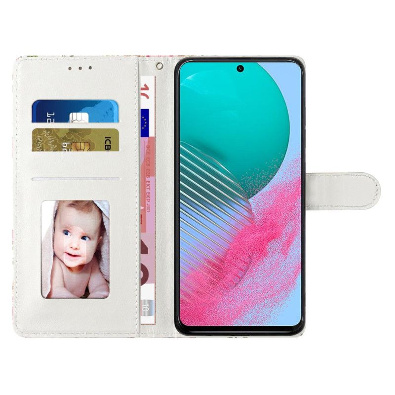 Kožený Kryt Samsung Galaxy A55 5g Bílý Vlk S Popruhem