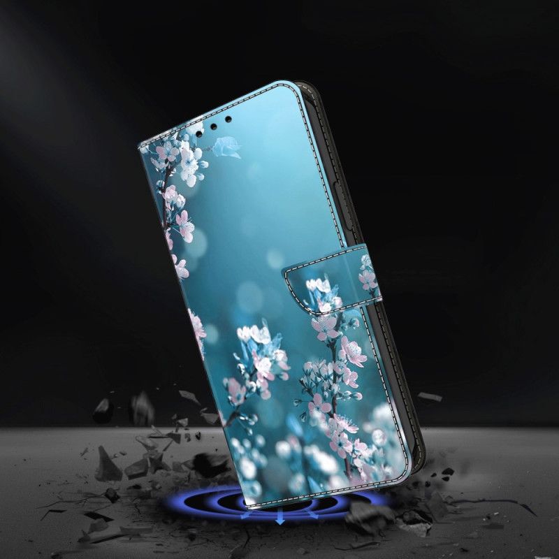 Kožený Kryt Samsung Galaxy A55 5g Švestkové Květy