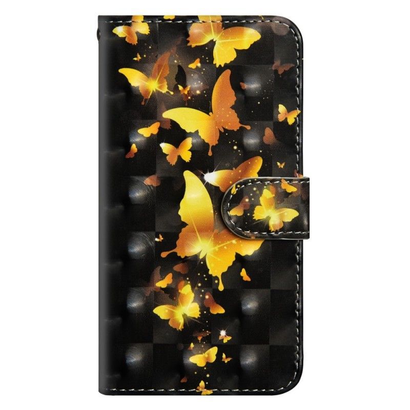 Kožený Kryt Samsung Galaxy J4 Plus Žlutí Motýli