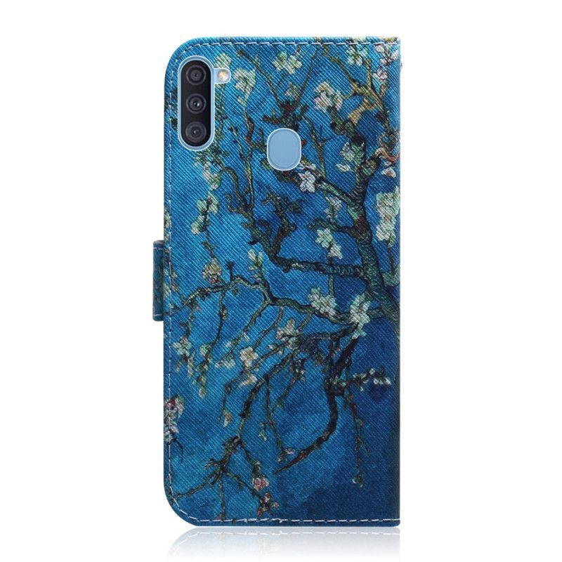 Kožený Kryt Samsung Galaxy M11 Kvetoucí Větev Stromu