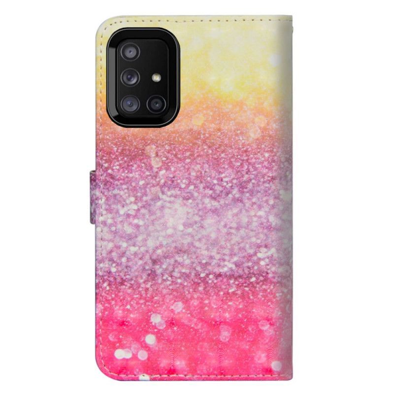 Kožený Kryt Samsung Galaxy M51 Purpurový Třpytivý Gradient