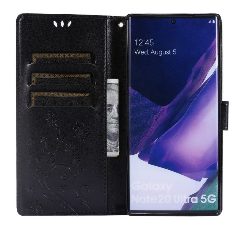 Kožený Kryt Samsung Galaxy Note 20 Ultra Motýli Ve Větru