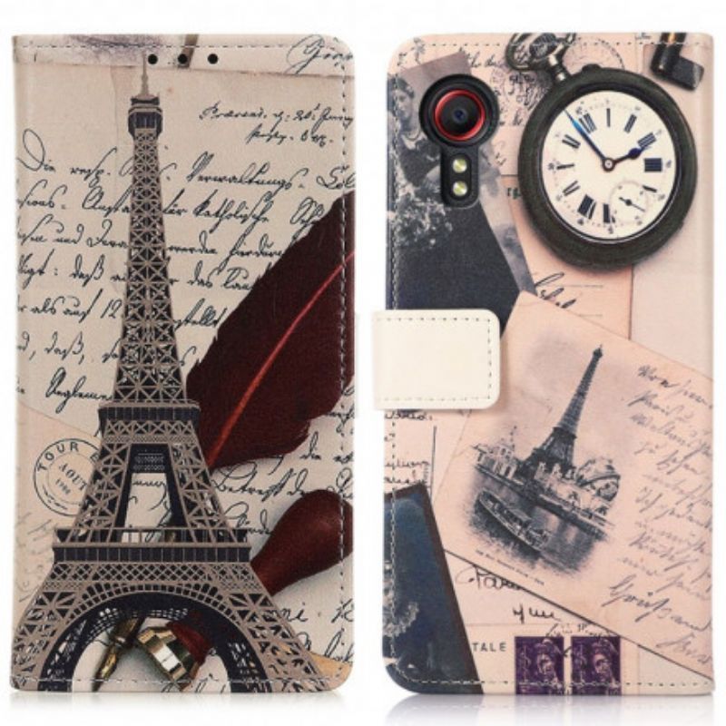 Kožený Kryt Samsung Galaxy Xcover 5 Eiffelova Věž Básníka