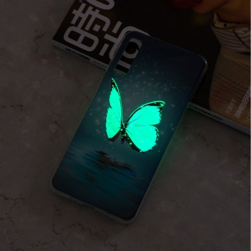 Kryt Na Samsung Galaxy A7 Fluorescenční Modrý Motýl