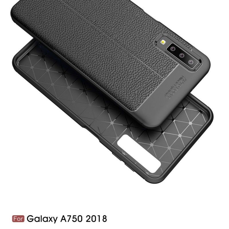 Kryt Na Samsung Galaxy A7 Litchi S Dvojitým Koženým Efektem