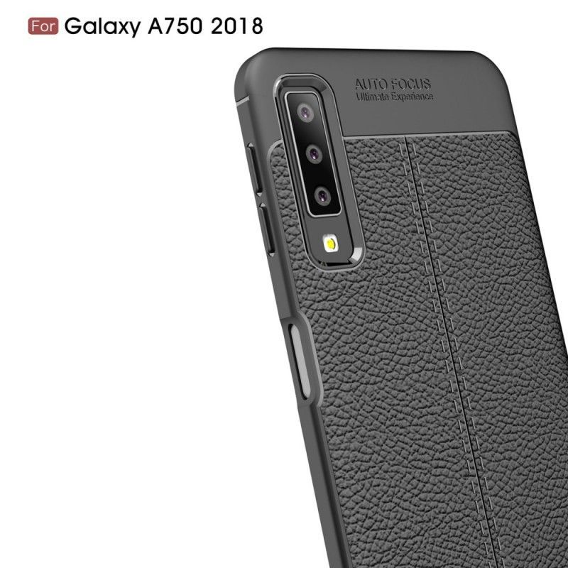 Kryt Na Samsung Galaxy A7 Litchi S Dvojitým Koženým Efektem